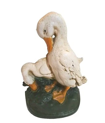 John Wright USA Handmade Cast Iron Pair Ducks Doorstop Farmcore Cottagecore VTG - Image 1 of 4
