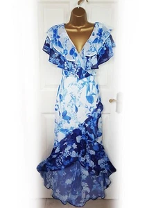 LIPSY 'Gracie' Blue & White Floral Flamenco Style Ruffle Dress, size 8 - BNWT - Picture 1 of 6