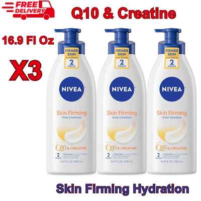 3PK NIVEA Loción Corporal Reafirmante de Piel Hidratación Transparente con Q10 y Creatina 16.9 OZ Foto 1 de 4