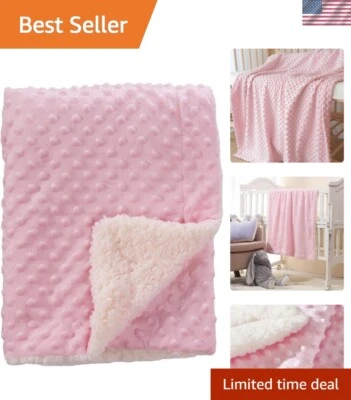 Versatile 30"x40" Sherpa Blanket for Baby Girls - Crib, Stroller & Travel Use - Image 1 of 4