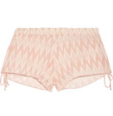 Eberjey Women’s M/L Sleep Lounge Shorts Pink & White Geometric Ruched Sides - Image 1 of 4