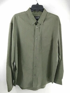 Cezani Mens Button Up Flat Front Shirt Long Sleeves Green Size Large - Picture 1 of 3