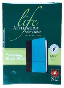 Tyndale NLT Application Bible; 2011 Dark Brown Teal Leather Soft 7 Point Indexed - Picture 1 of 6