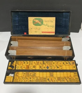 Juego de Baquelita Mahjong Vintage 152 + 2 Azulejos Caramelo 4 Estantes y Estuche Golondrina - Imagen 1 de 24