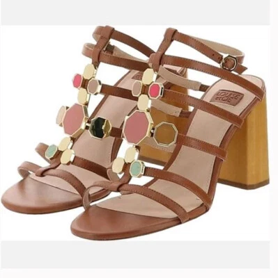 Sandalias de tacón Louise et Cie de cuero con tiras - Leeba tacón bloque de madera de castaño 9M Foto 1 de 2