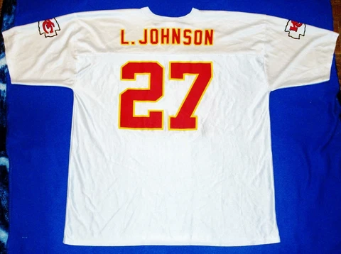 Vintage NFL KANSAS CITY CHIEFS #27 LARRY JOHNSON White Jersey XXL 2XL Cover