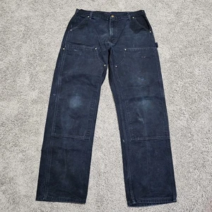 Vintage CARHARTT B01 BLK Black Double Knee Pants Size 36x34 Loose Original Fit - Picture 1 of 15