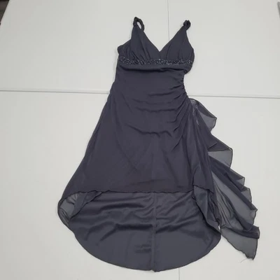 Y2K фея гранж платье женщин средний серый бисером империи высоты низкого шифоновое коктейль - Изображение 1 из 4