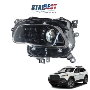 LH Side Headlight Headlamp Assembly Clear Lens Black For Jeep Cherokee 2014-2018 - Picture 1 of 12