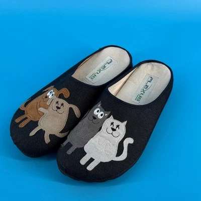 Zapatillas Flexus Mujer 36 Denim Gato Perro Acogedoras Novedad Amante de Mascotas Exterior Foto 1 de 4