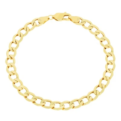 14K Oro Amarillo 6.5mm Italiano Cordón Cubano Enlace Cadena Pulsera Hombre Mujer - Imagen 1 de 4