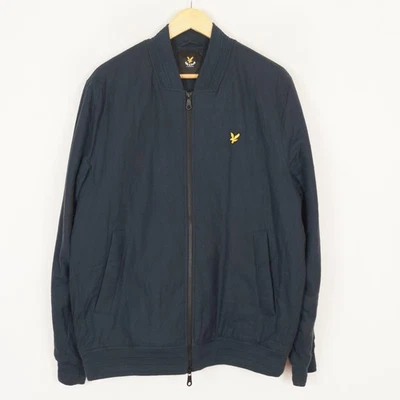 Chaqueta de bombardero LYLE & SCOTT para hombre talla XL algodón azul cremallera completa puños acanalados Foto 1 de 4