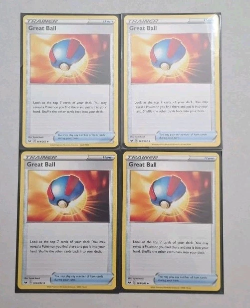 4x Great Ball Playset Trainer Card 164/202 Sword Shield Base Set Pokemon TCG NM - Image 1 of 1