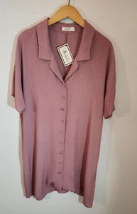 Mod Ref Button Front Short Sleeve Plum Liberty Dress Size L.  NWT MSRP $54. - Picture 1 of 8