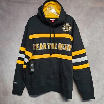 NWT Mitchell & Ness NHL Boston Bruins Fear the Bear Head Coach Hoodie Men L - Image 1 of 4