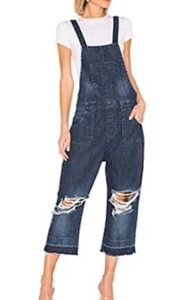 OneTeaspoon Cropped Distressed Overalls Size XS 100% Cotton - Picture 1 of 6