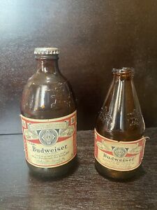 Vintage Budweiser Beer Bottles (12 Oz Stubby & 7 Oz Pony)
