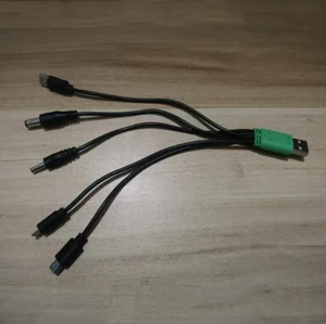 6-in-1 USB Charging Cable Multi Tip Adapter w/ DC Barrel & Type-C Heads - Photo 1 sur 6
