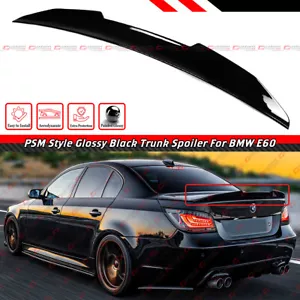 FOR 04-10 BMW E60 525i 530i M5 GLOSS BLACK PSM STYLE HIGHKICK TRUNK SPOILER WING - Picture 1 of 5