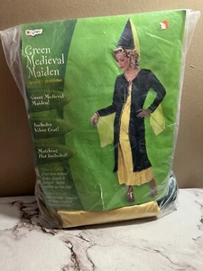 Green Medieval Maiden Green And Gold Renaissance Dress Costume - Picture 1 of 6