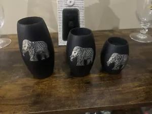 IYARA Craft Elephant Tea light Candle Holders Set Of 3 Matte Wood Finish - Picture 1 of 1