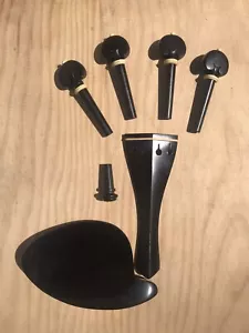 Natural solid ebony black high quality ebony violin accessories 4/4 - Picture 1 of 3