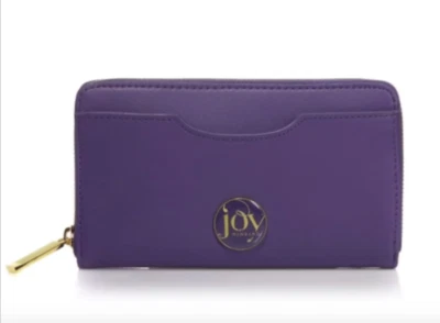 Cartera Joy Mangano E*Lite Couture de cuero genuino con RFID, púrpura Foto 1 de 3