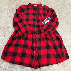 NWT Gap Kids Cotton Long Sleeve Plaid Dress Girls Size XL (14/16) - Picture 1 of 7