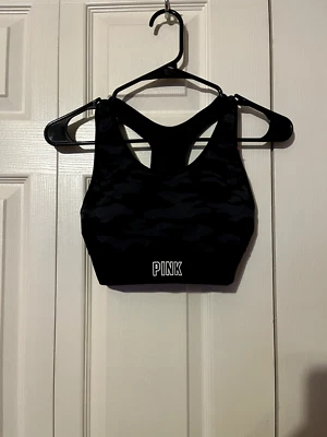 Victoria's Secret PINK Sport Black & Gray Camouflage Racerback Sports Bra M NEW! - Image 1 of 4