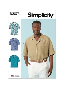 Simplicity SEWING PATTERN S3075 Men's Short Sleeved Shirts Sizes S-XXL - Picture 1 of 8