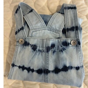Children's Place Denim Overall Dress Tie Dye Frayed Hem Cotton Summer-12 - Picture 1 of 4