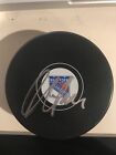 Oscar Lindberg signed New York Rangers Logo puck Autograph NHL