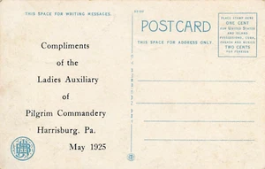 LADIES AUXILIARY OF PILGRIM COMMANDERY HARRISBURG, PA. MAY 1925. POST CARD. - Picture 1 of 2