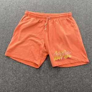 ACDC Shorts Tour Band Classic Rock Conceret XL Orange Lounge Sweatshorts *FLAW - Picture 1 of 11
