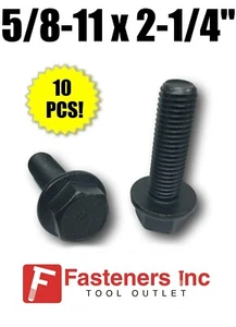 (Qty 10) 5/8-11 x 2-1/4" Grade 8 Hex Head Flange Frame Bolts Phos & Oil / Black - Picture 1 of 4