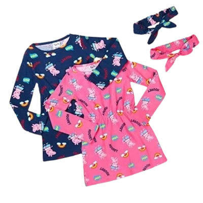 Girls Peppa Pig 2 Piece Dress & Headband Long Sleeve Cotton Age 4 - 5 Years - Image 1 of 4