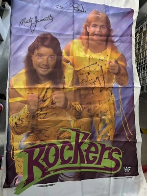 Vintage Original WWF Wrestling The Rockers Fabric Poster 1990  Shawn Michaels NM - Image 1 of 4