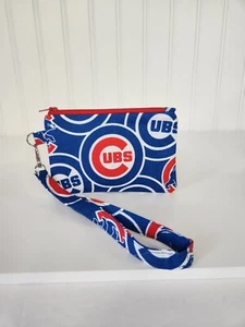 Chicago Cubs, Coin Purse/Wristlet, Strap, Lined Cotton, Handmade in Ohio - Picture 1 of 3
