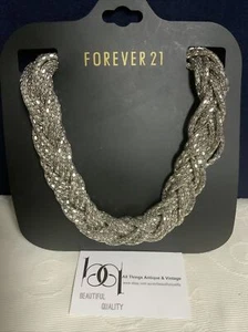 New Forever 21 Chunky Silver Look Braided Necklace - Pretty - Bild 1 von 4
