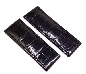 Bracelet Montre, de Montre 25mm Original GRISOGONO Croco Noir Brillant / 137 - Picture 1 of 5