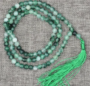 6mm Green Spot Jade Tibet Buddhist 108 Prayer Beads Mala Healing Necklace - Picture 1 of 4