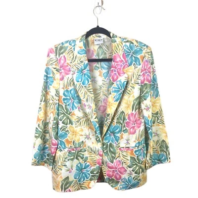 Chaqueta Blazer Vintage Koret Petites Floral Años 80 90 Talla 10 Foto 1 de 4