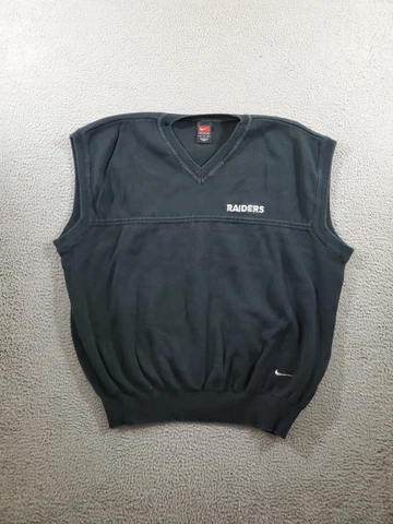 Vintage Oakland Raiders Sweater Vest Mens Extra Large Black Nike Team 90s Y2k Cover