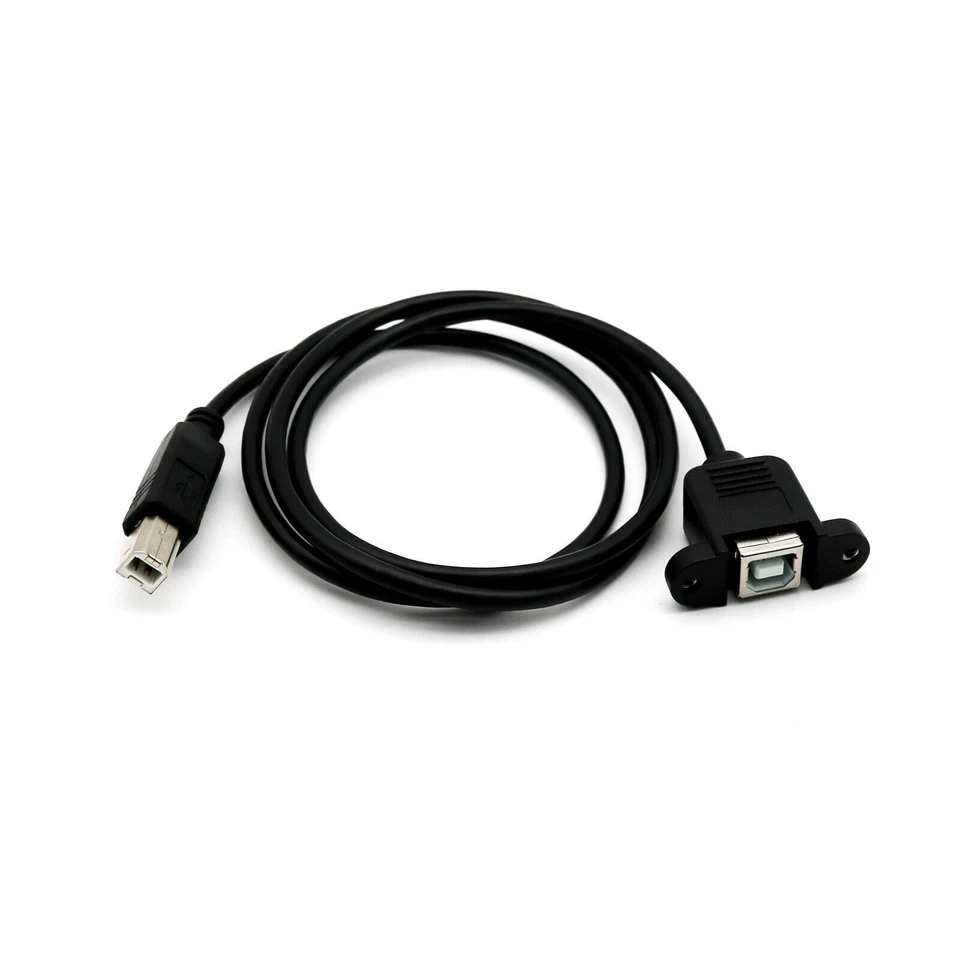 1x USB 2.0 B Male To B Female Socket Panel Mount Printer Extension Cable 1M/3FT - Image 1 of 1