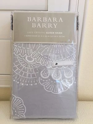 Nuevo BARBARA BARRY 1x QUEEN SHAM Lujo 100% Algodón ENCAJE CRISTAL ESCARCHA GRIS NUEVO EN PAQUETE Foto 1 de 4