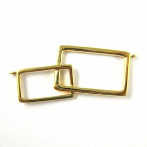 Gold Vermeil Sterlingsilber ineinandergreifender geometrischer Rechteck Verbinder 34 mm - Bild 1 von 4