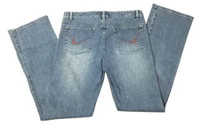 Jeans Sigrid Olsen Feminino Bordado Azul Tamanho 8 Boho Hippie Festival - Imagem 1 de 4