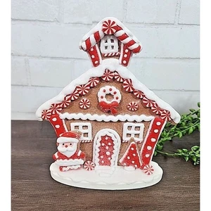 Gingerbread House Christmas Figure Tabletop Decor 8" Peppermint Candy Canes NEW - Picture 1 of 9