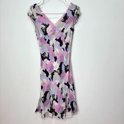 Ann Taylor Silk Babydoll Slip Dress 0P Vintage Pink Black Chiffon Fairycore Y2K - Image 1 of 4