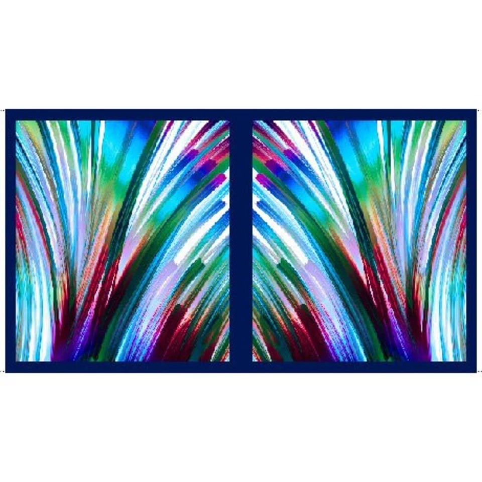 Blue Artwork abstract blocks 24" panel by Quilting Treasures, 28656-B - Image 1 of 1